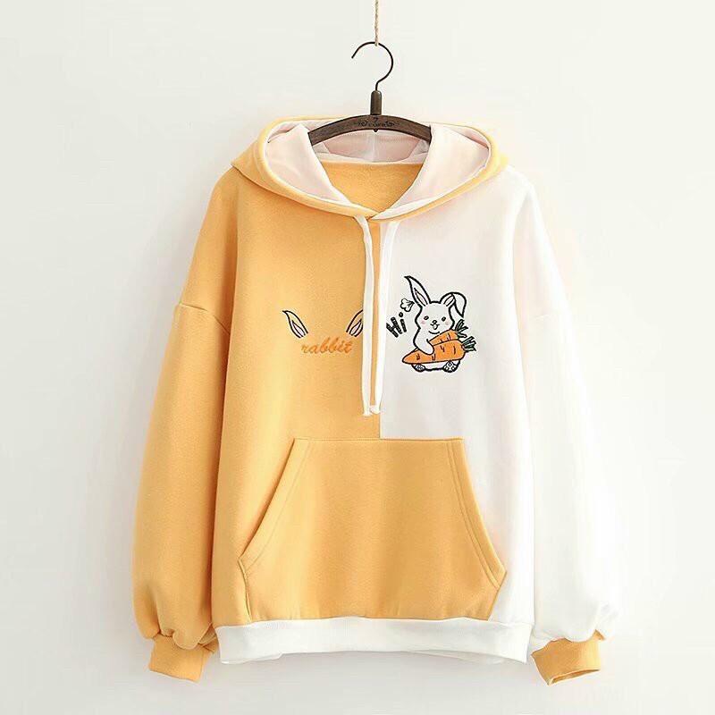 Áo hoodie nữ ️️ áo khoác hoodie nữ ( THỎ CÂM CAROT ) CUTE AO HOODIE DƯỚI 60KG dibbycloset