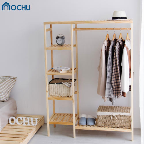 Kệ Treo Quần Áo Khung Gỗ Thông 2 Ngăn OCHU - Double Hanger - White