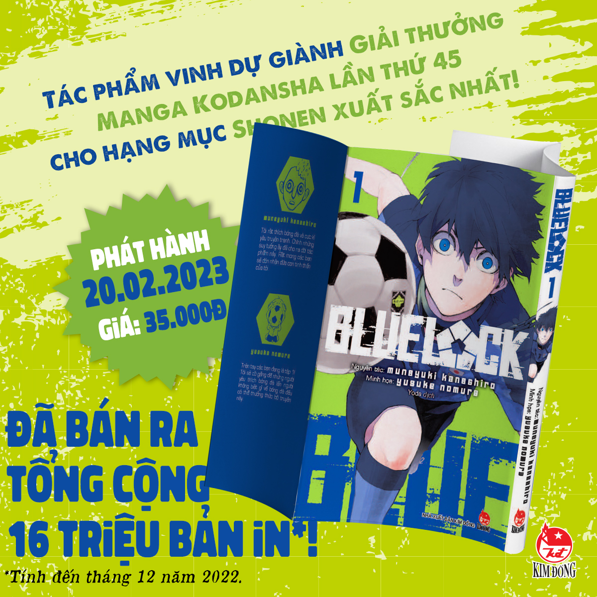 BLUE LOCK Tập 1 - Muneyuki Kaneshiro, Yusuke Nomura – Yoda dịch - Nxb Kim Đồng