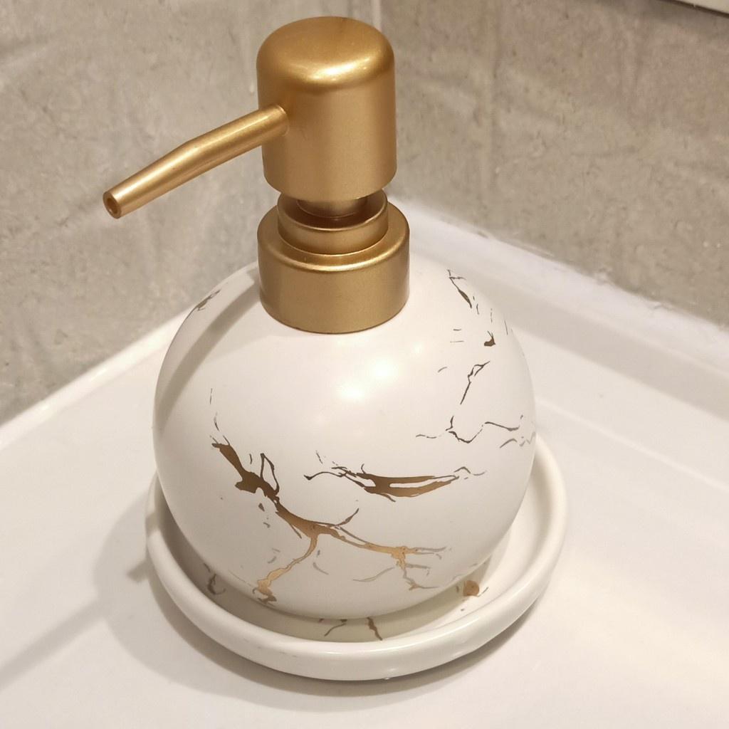 Bình Đựng Nước Rửa Tay Chất Liệu Gốm Sứ 300ml Cao Cấp Sang Trọng Cho Không Gian Nhà Tắm