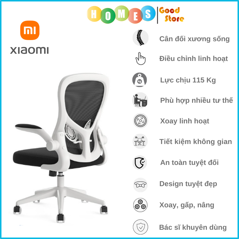 Ghế Xoay Công Thái Học XIAOMI HBADA HDNY163 Bản NIMO, Điều Chỉnh Xương Sống, Phù Hợp Nhiều Tư Thế Ngồi, Bác Sĩ Khuyên Dùng - Hàng Chính Hãng