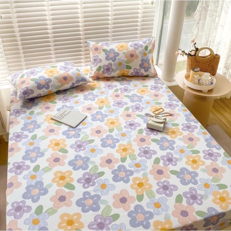 Bộ Ga Gối  100% Cotton Hàng Nhập Khẩu Cao Cấp 3 Món Hoa Hồng Vintage