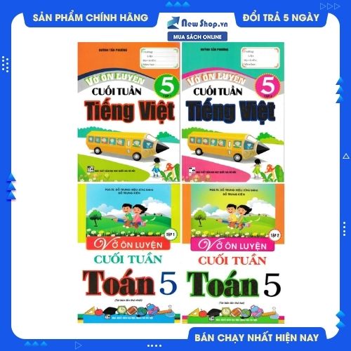 COMBO VỞ ÔN LUYỆN CUỐI TUẦN TIẾNG VIỆT + TOÁN LỚP 5 (BỘ 4 CUỐN)