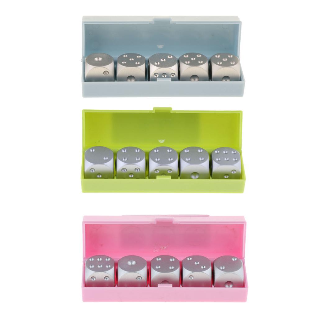5pcs/set Aluminum Alloy Metal Silver Cube Dice Gift Role Play Games, Lightweight, durable and portable