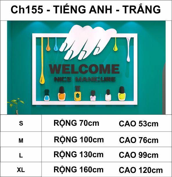 Tranh mica dán tường - Welcome trang trí cửa hàng nail, làm móng, tiệm làm đẹp