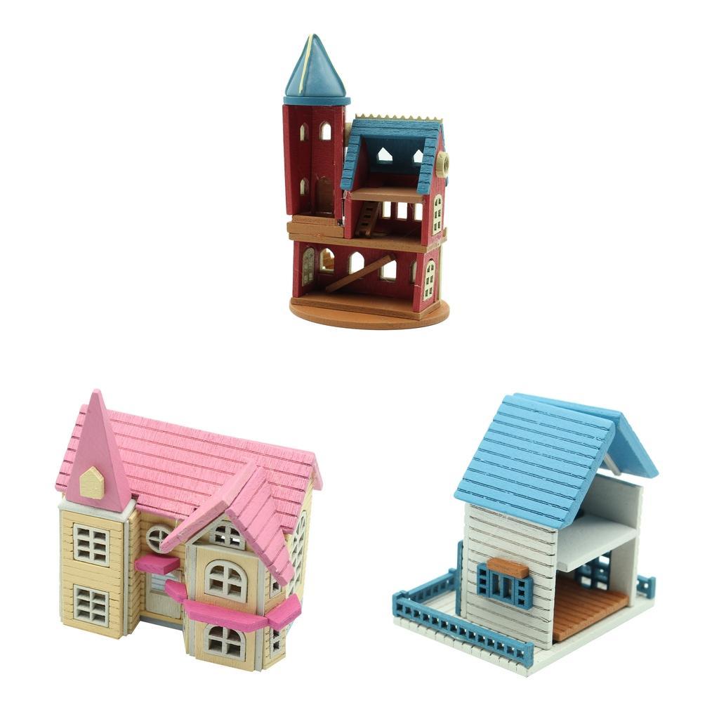 Wonderful DIY Handcraft Miniature  Wooden Dolls House Gifts Pink