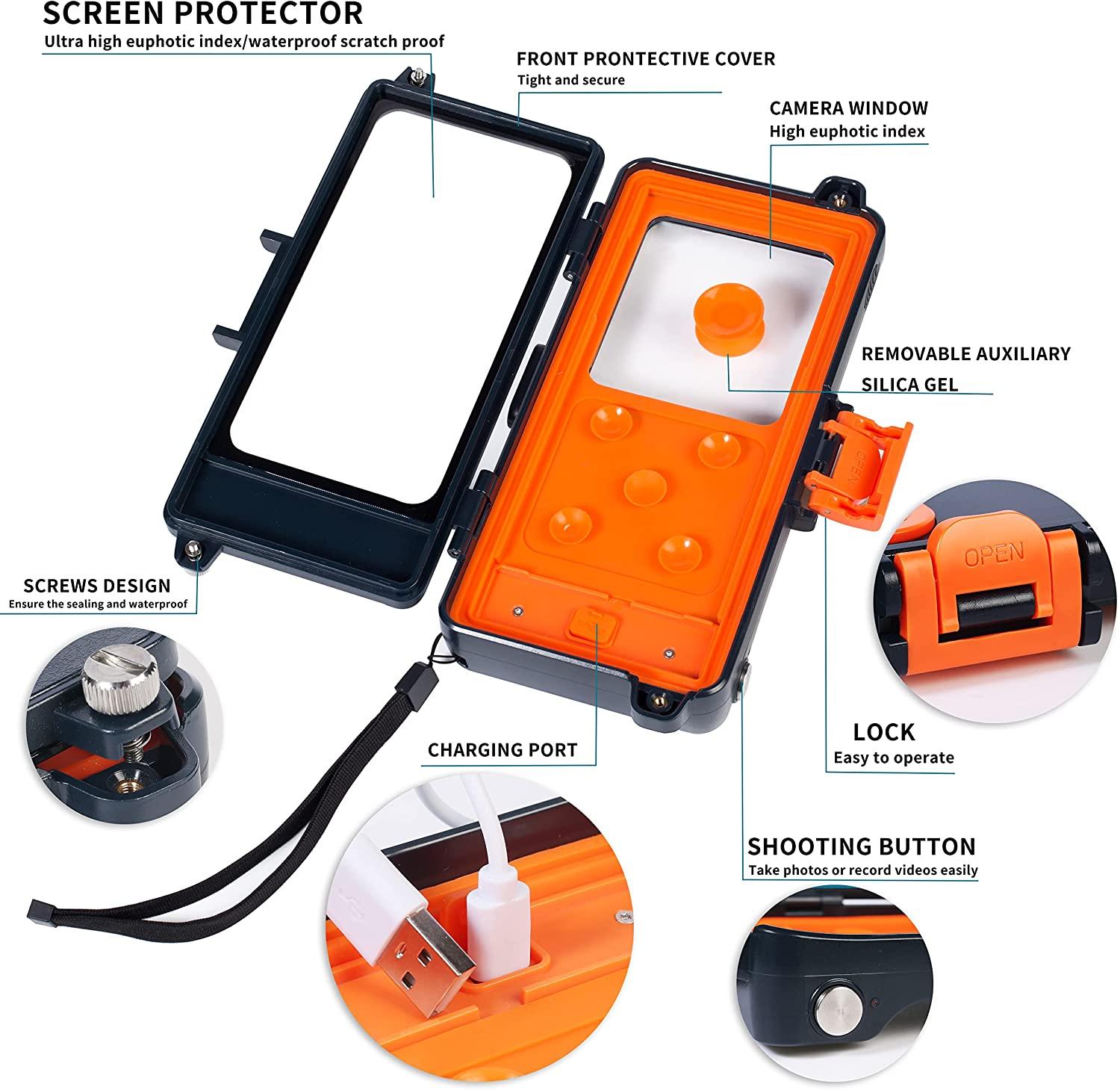 Vỏ điện thoại lặn kết nối Bluetooth, Vỏ điện thoại máy ảnh chống nước lặn với ống thở