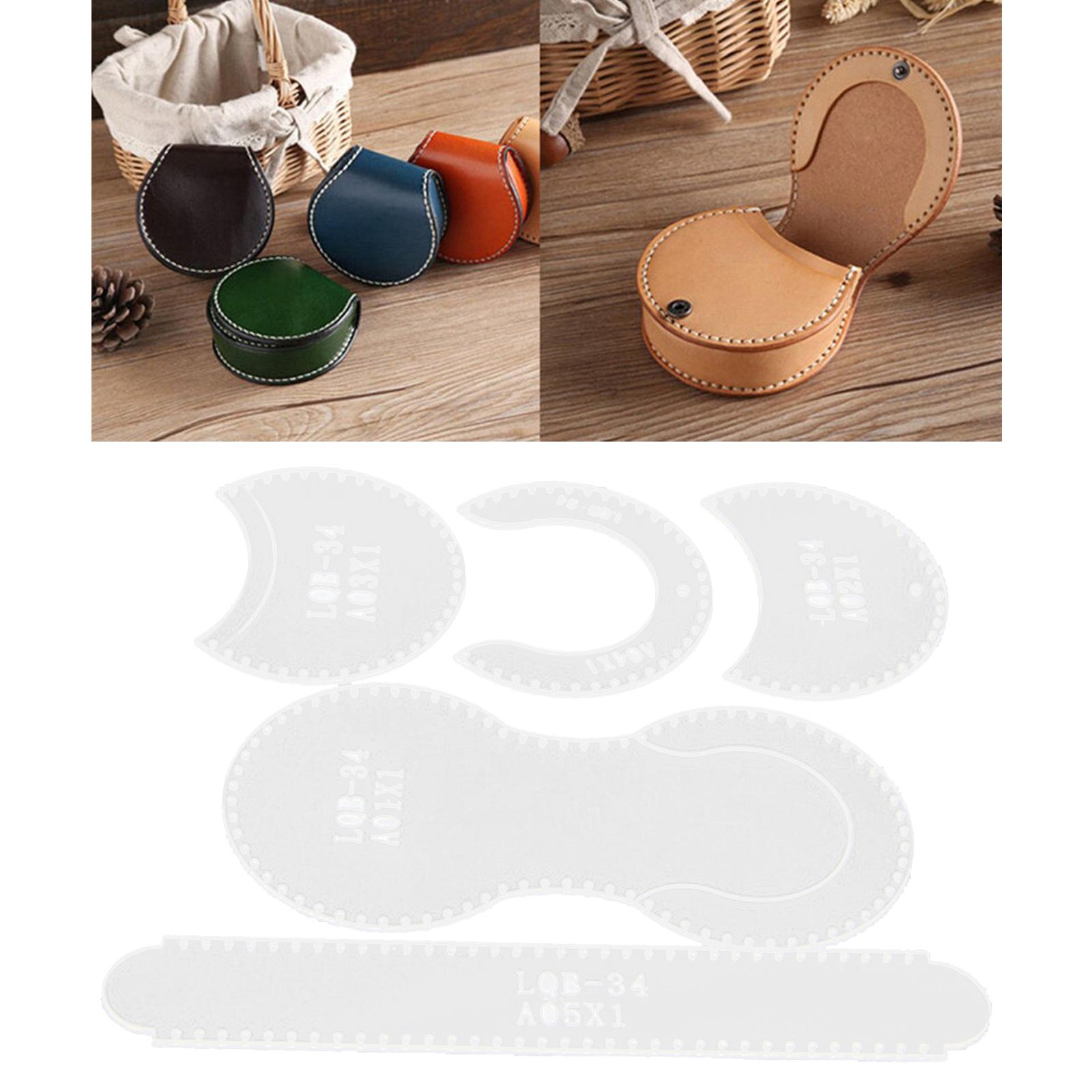 5x Clear Acrylic Wallet Pattern Stencil Leather Craft Sewing Template Board Tool