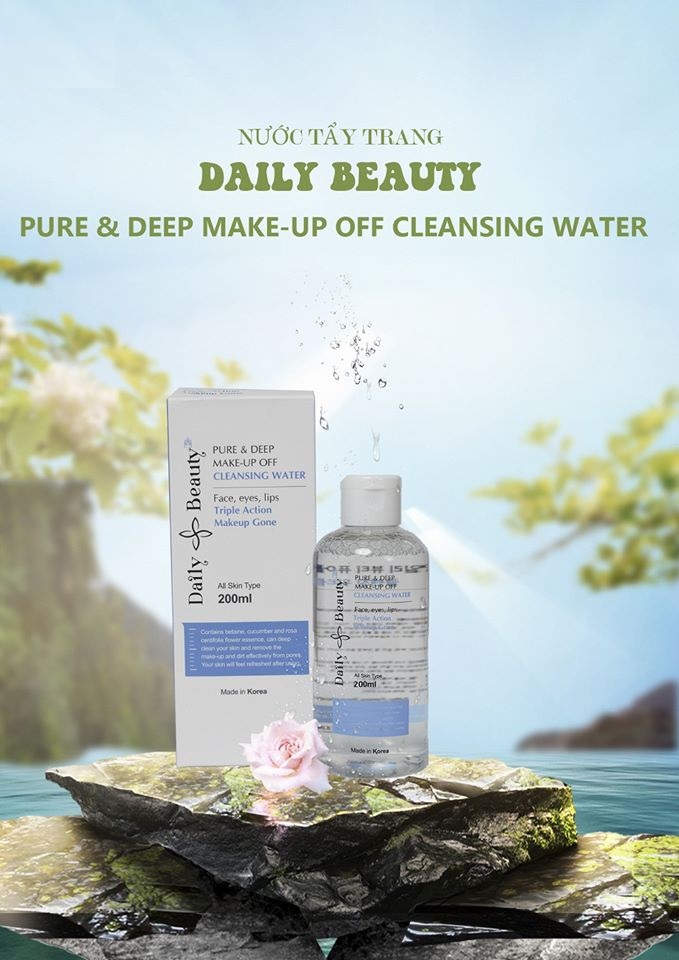 Combo 7 hộp Nước tẩy trang Daily Beauty Pure &amp; Deep Make-up Off Cleansing Water R&amp;B Việt Nam phân phối độc quyền sản phẩm nhập khẩu chính ngạch Hàn Quốc