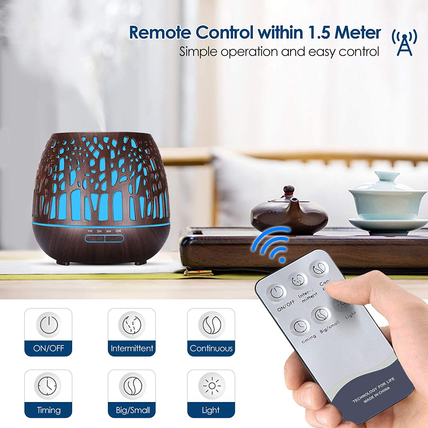 Máy Xông Tinh Dầu Có Loa Nghe Nhạc Tặng 3 chai Tinh Dầu Sả Chanh + Bạc Hà + Quế . Máy Khuếch Tán Loa Bluetooth Có Remote Điều Khiển Từ Xa Chuyên Dụng Xông Tinh Dầu