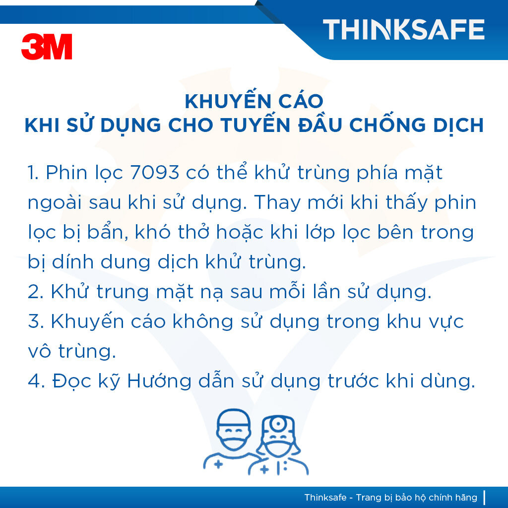 Phin lọc 3M 7093 - Trang bị tuyến đầu phòng dịch - Tiêu chuẩn P100/ N95 phòng dịch, lọc bụi mịn pm2.5, khói hàn, chống hơi sơn, vi khuẩn, vi rút - Sử dụng cho mặt nạ 3M 6200 - 7502 - 6800 (chưa bao gồm mặt nạ)