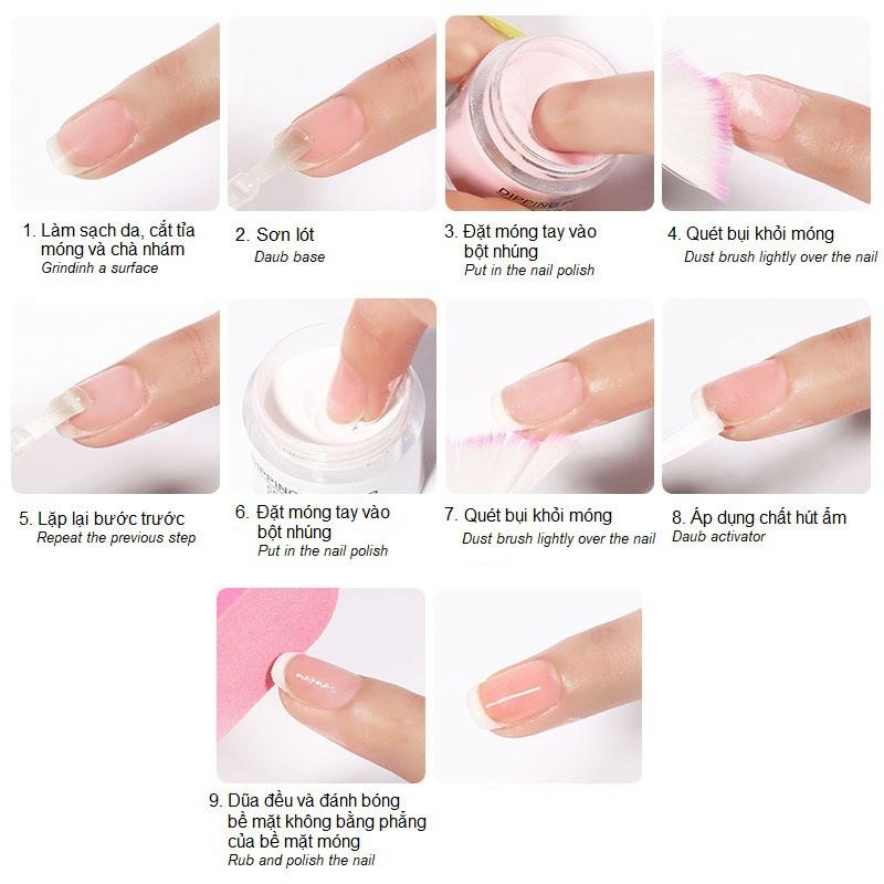 Bộ Bột Nhúng & Chai Base Top Cứng Móng Cho Bột