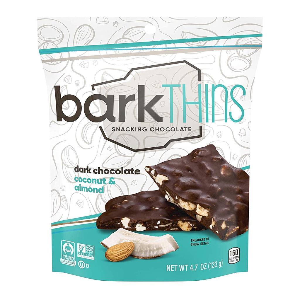SOCOLA ĐEN HẠT HẠNH NHÂN - CƠM DỪA barkTHINS Dark Chocolate , 133g
