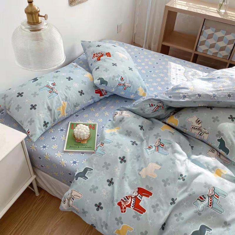 Set Ga Gối Cotton Living 100%cotton Hàng Nhập Khẩu Cao Cấp 4 Món Ngộ Nghĩnh