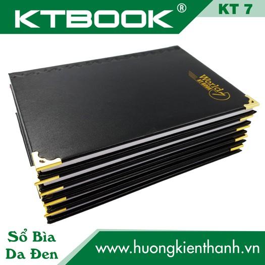 Sổ ghi chép Bìa Da Đen Cao Cấp KTBOOK KT 7 Dày dòng kẻ ngang khổ A5 - 200 trang