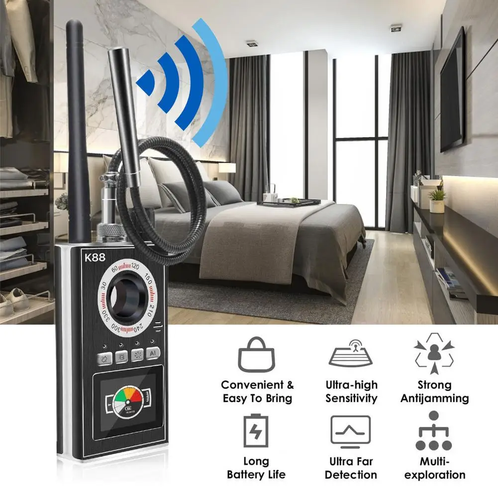 ROGTZ - RF Detector K88 - Thiết bị phát hiện máy ghi âm, camera wifi K-88 - Máy phát hiện camera , máy ghi âm K88 - Hàng Chính Hãng