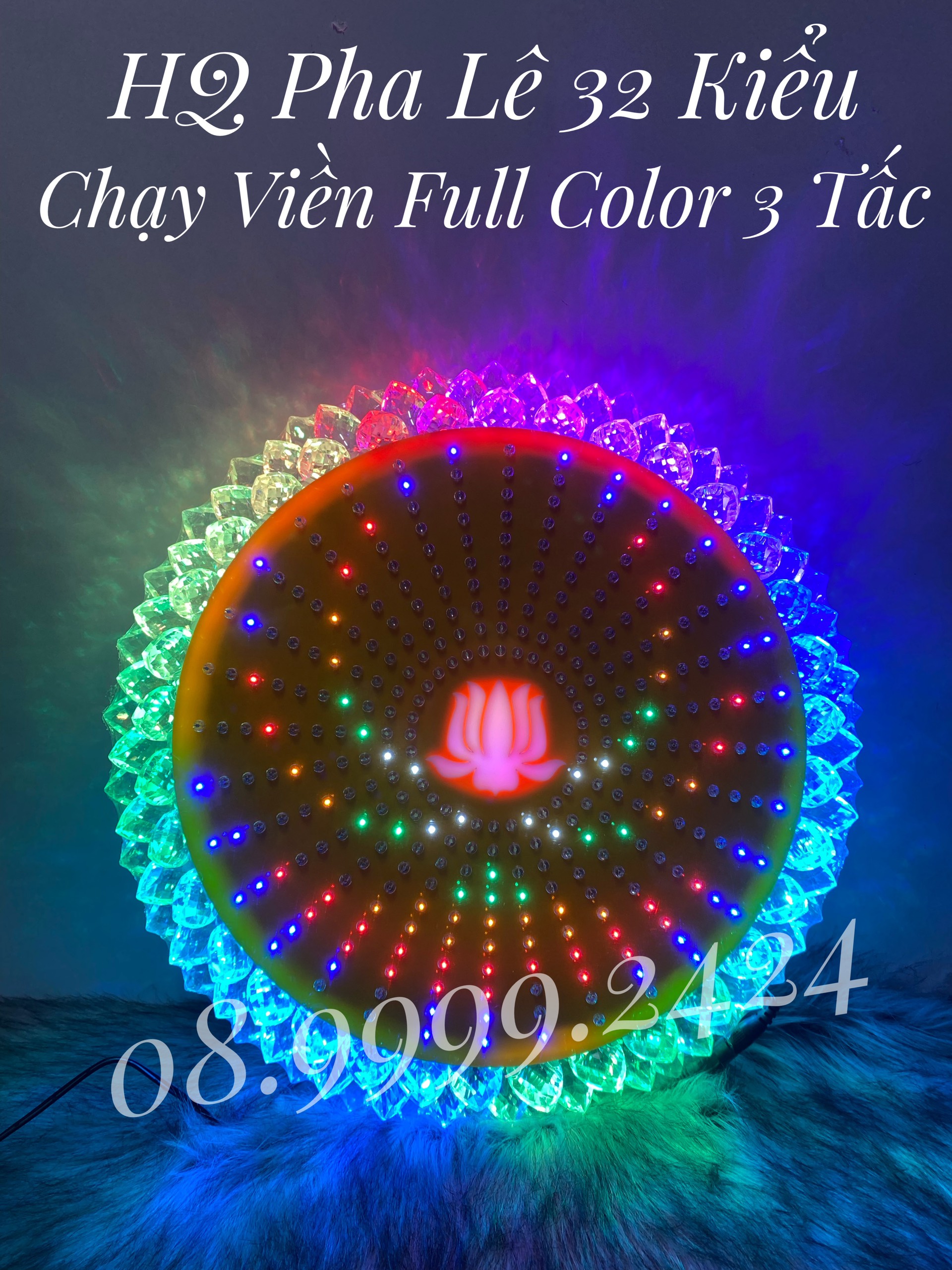 ĐÈN THỜ HÀO QUANG LED PHA LÊ CHƯƠNG TRÌNH 32 KIỂU CHẠY VIỀN FULL COLOR 30 CM