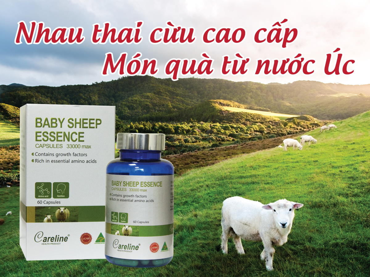 Viên uống nhau thai cừu Careline Baby Sheep Essence 33000mg giúp đẹp da và tăng cường nội tiết tố nữ