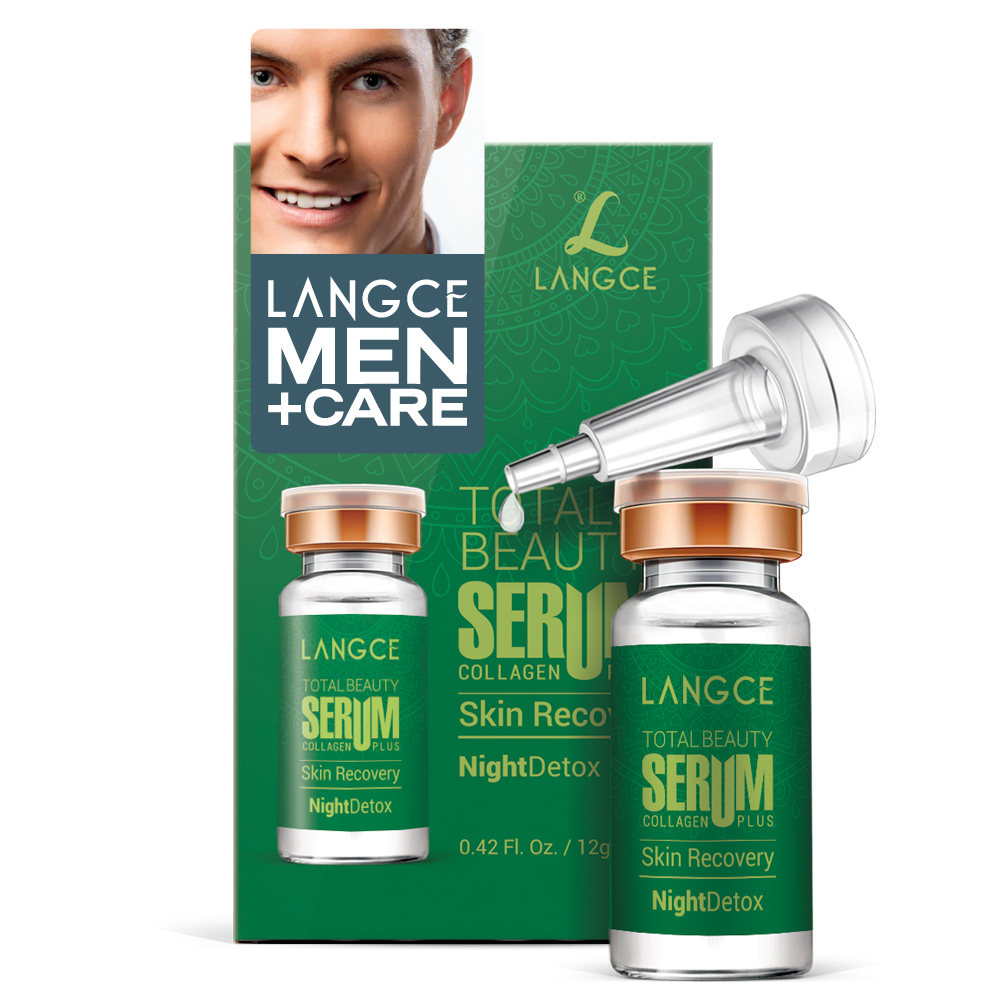 SERUM TOTAL BEAUTY COLLAGEN+ TẢO BIỂN XANH - NIGHT DETOX - THANH LỌC ĐỘC TỐ SE KHÍT LỖ CHÂN LÔNG 12ml LANGCE dành cho Nam