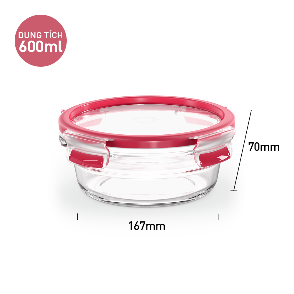 Hộp bảo quản thực phẩm thủy tinh Tefal Masterseal Glass 600ml - Hàng chính hãng
