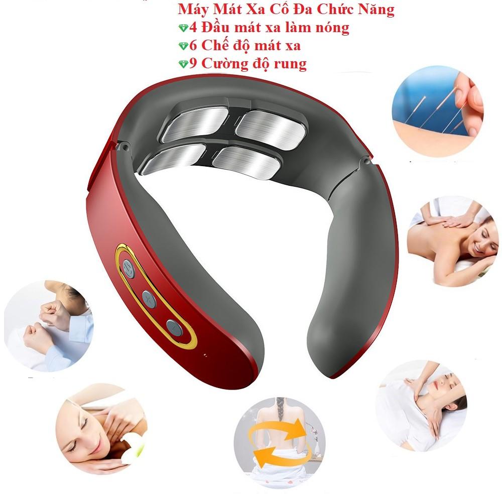 Đai mát xa cổ điện từ 6 chế độ làm việc-9 cường độ với khả năng làm nóng nhanh dùng được ở mọi nơi.