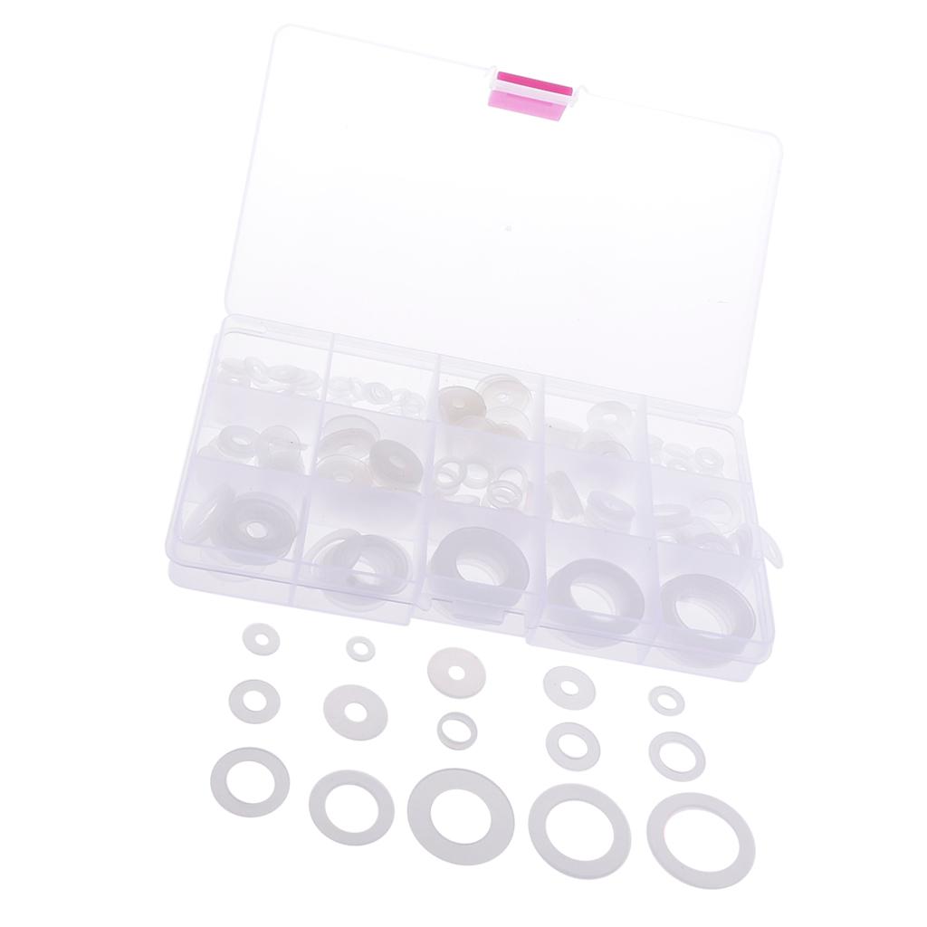 250 Chiếc Nylon Trắng O Vòng Máy Giặt Hải Cẩu Vòng Đệm Assortment Bộ Cho Xe Thuyền