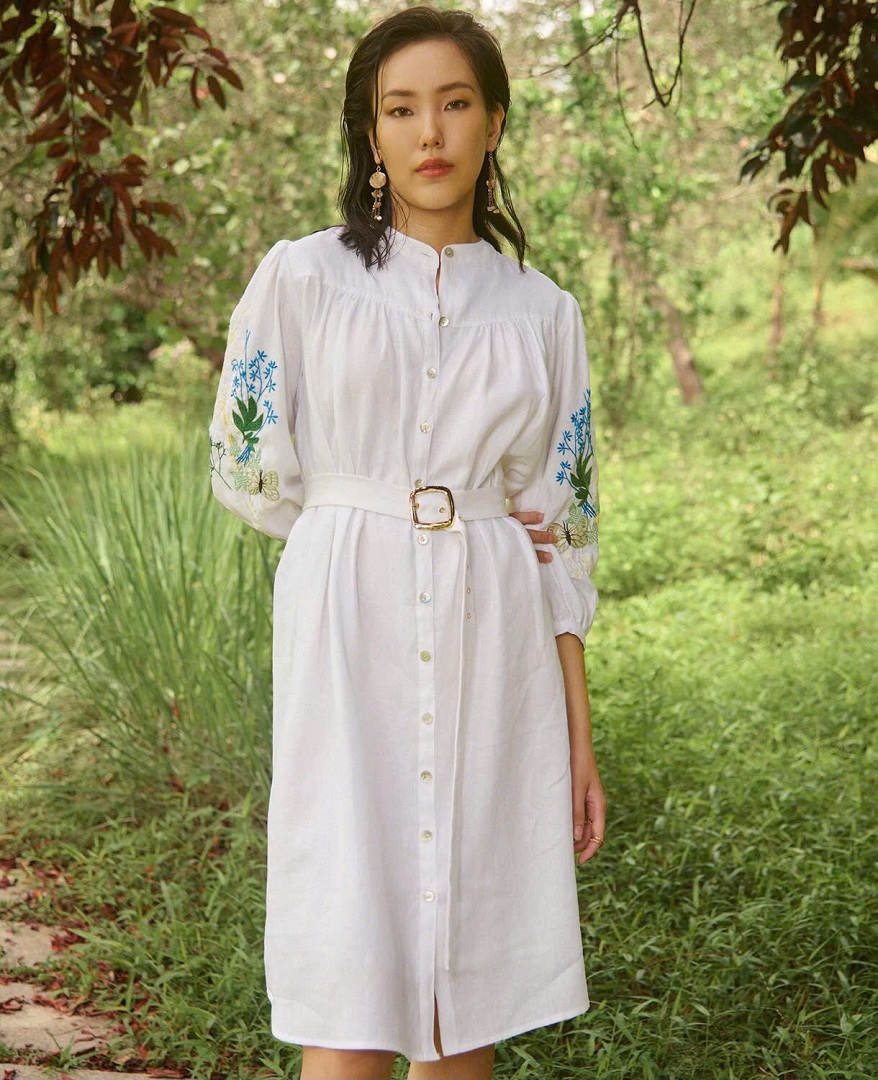Đầm Linen Thêu Tay Mơ DRE206 thời trang thiết kế Hity