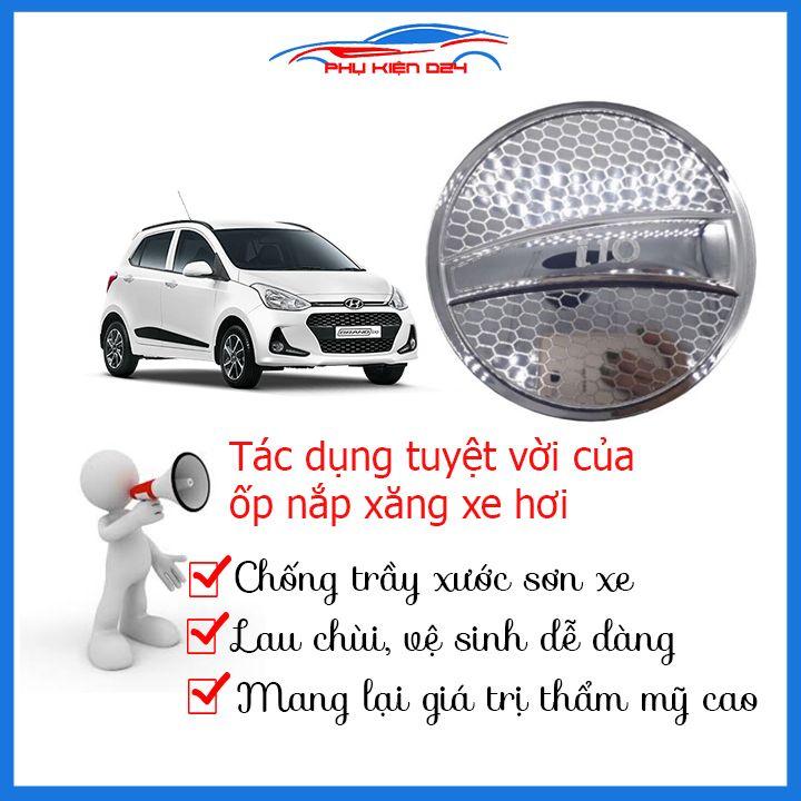 Ốp nắp bình xăng Grand i10 2014-2015-2016-2017-2018-2019 Hatchback mạ crom chống trầy trang trí ô tô