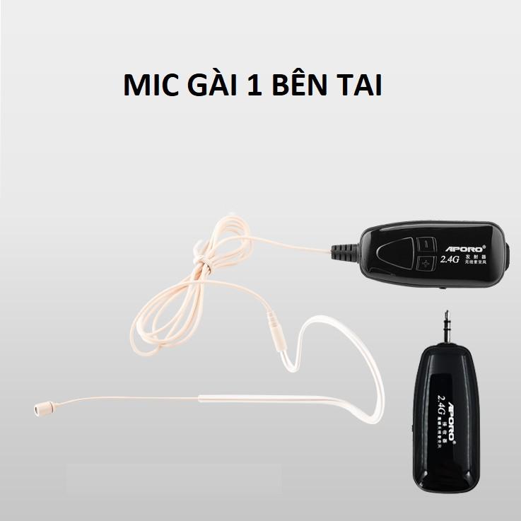 Micro không dây gài tai Aporo 2.4G hạt gạo cao cấp siêu nhỏ, mic live stream bán hàng online