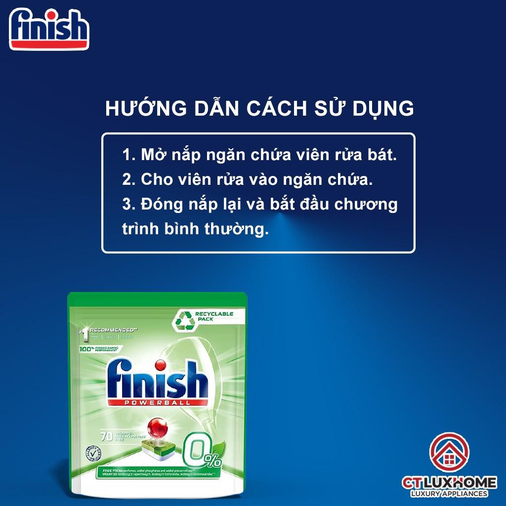 Viên rửa chén bát Finish Eco Powerball 0% - Túi 70 viên