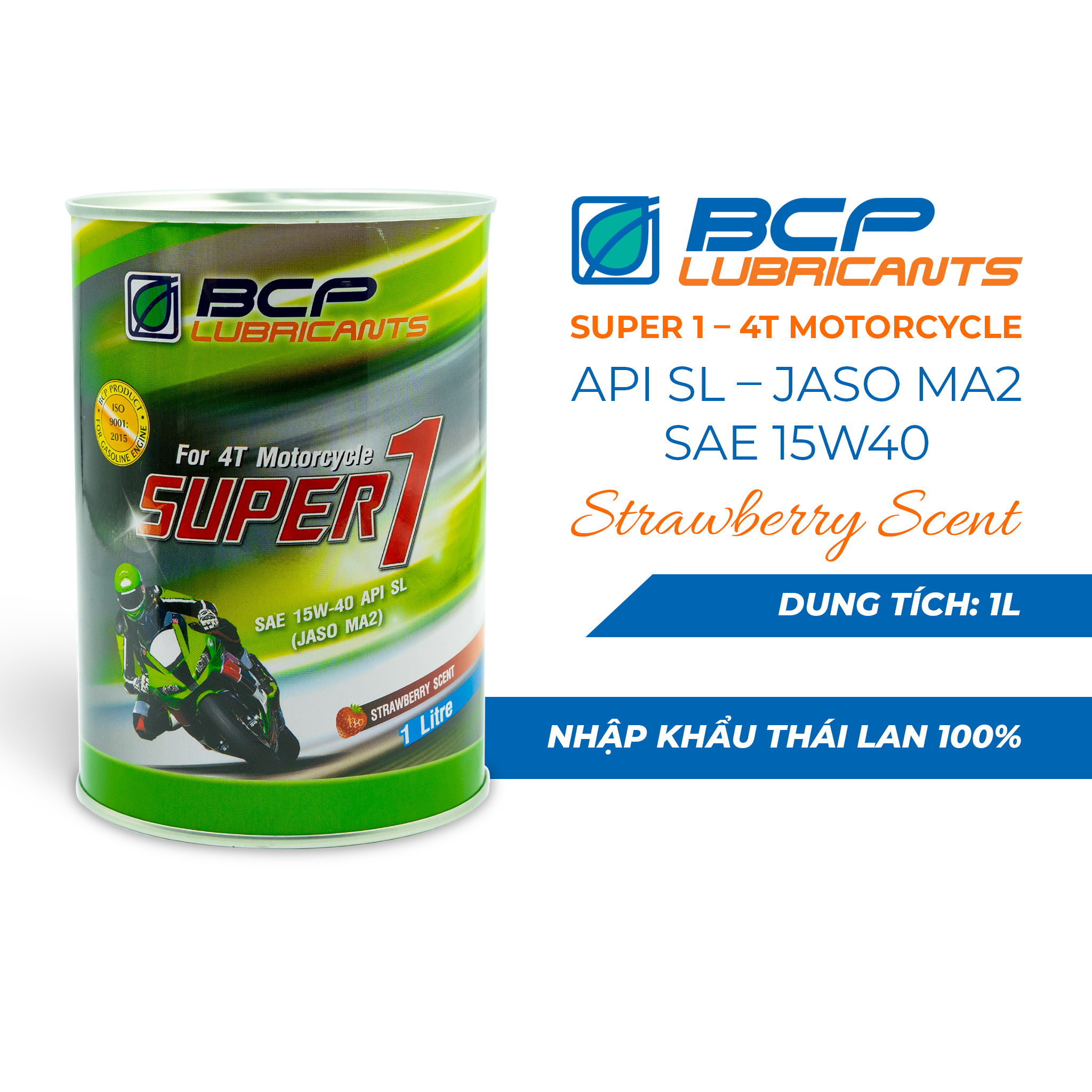 Nhớt xe máy dành cho xe số 1L JASO MA2- Công thức cải tiến - mùi dâu, màu đỏ - Tặng tinh dầu treo xe