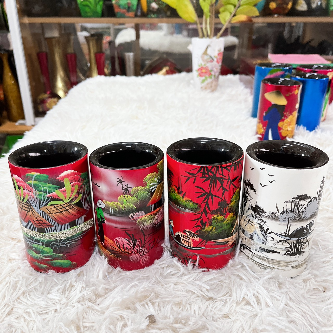 [SƠN MÀI LOẠI 1] Hủ cắm bút sơn mài - Quà Tặng Quà Lưu niệm - Trang trí Decor size 11x7 cm
