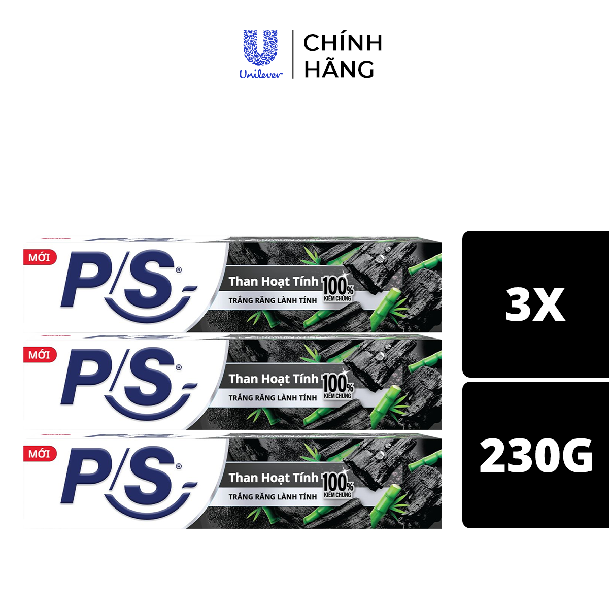 Bộ 3 Kem đánh răng P/S Than Hoạt Tính 230g