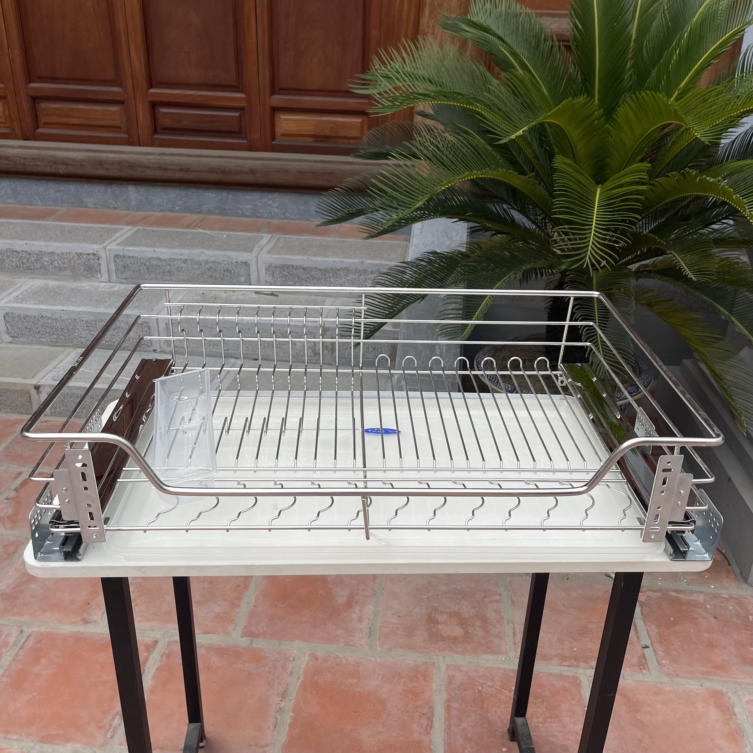 Giá Để Bát Đĩa Đa Năng Tủ Dưới NAN TRÒN ,Kệ Đa Năng Tủ Bếp INOX 304 Ray Âm Giảm Chấn Cao Cấp - Có Thợ Lắp
