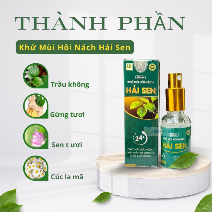 COMBO 2 Lọ Xịt Khử Mùi Hôi Nách HẢI SEN 30ml, Ngăn Tiết Mồ Hôi, Khử Mùi Hôi Chân, Không Ố Vàng Áo