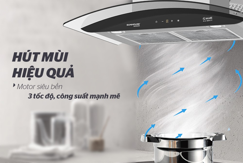 Máy Hút Mùi Kính Cong Sunhouse MMB6682-70 - Hàng Chính Hãng