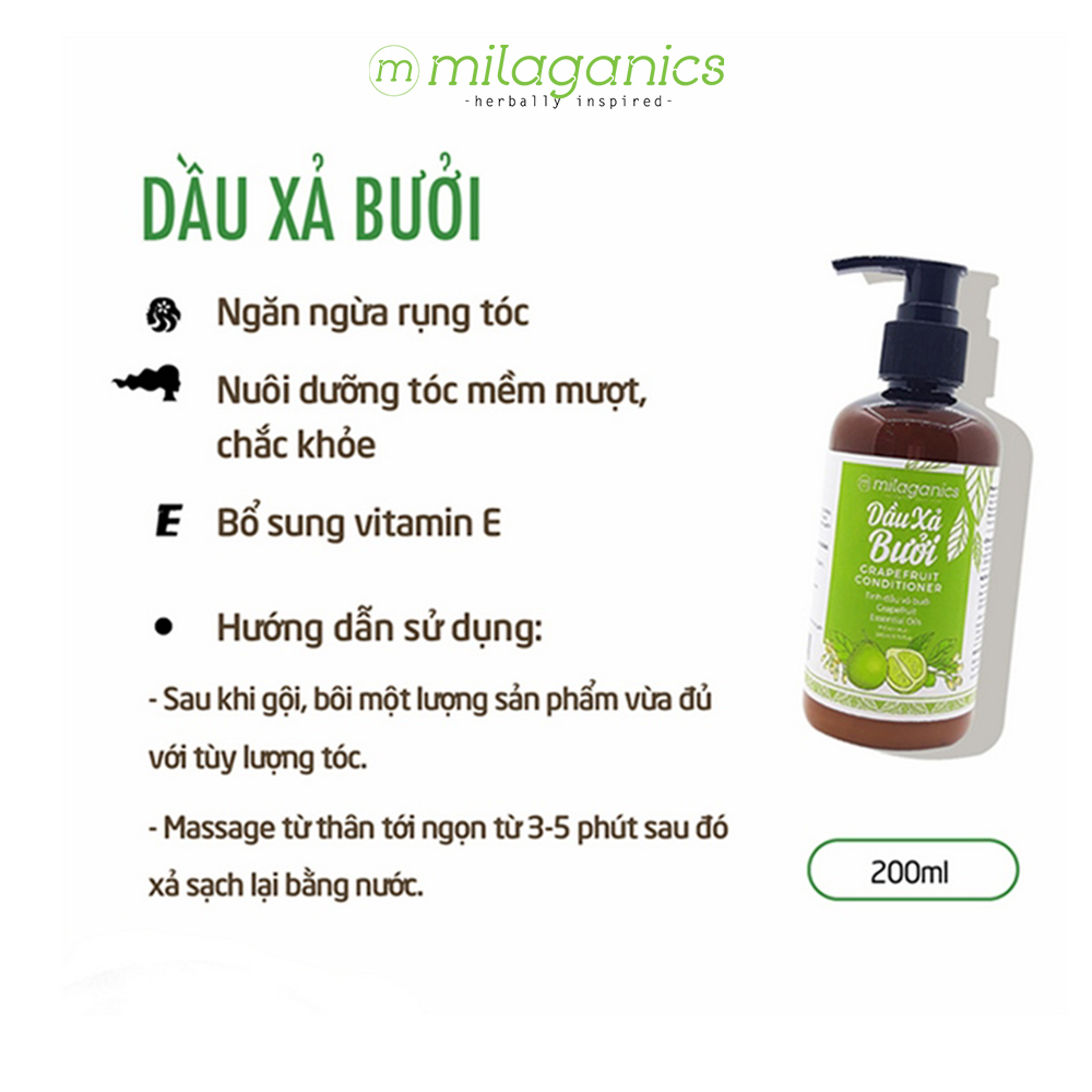 Dầu Xả Bưởi Kích Thích Mọc Tóc MILAGANICS 250ml