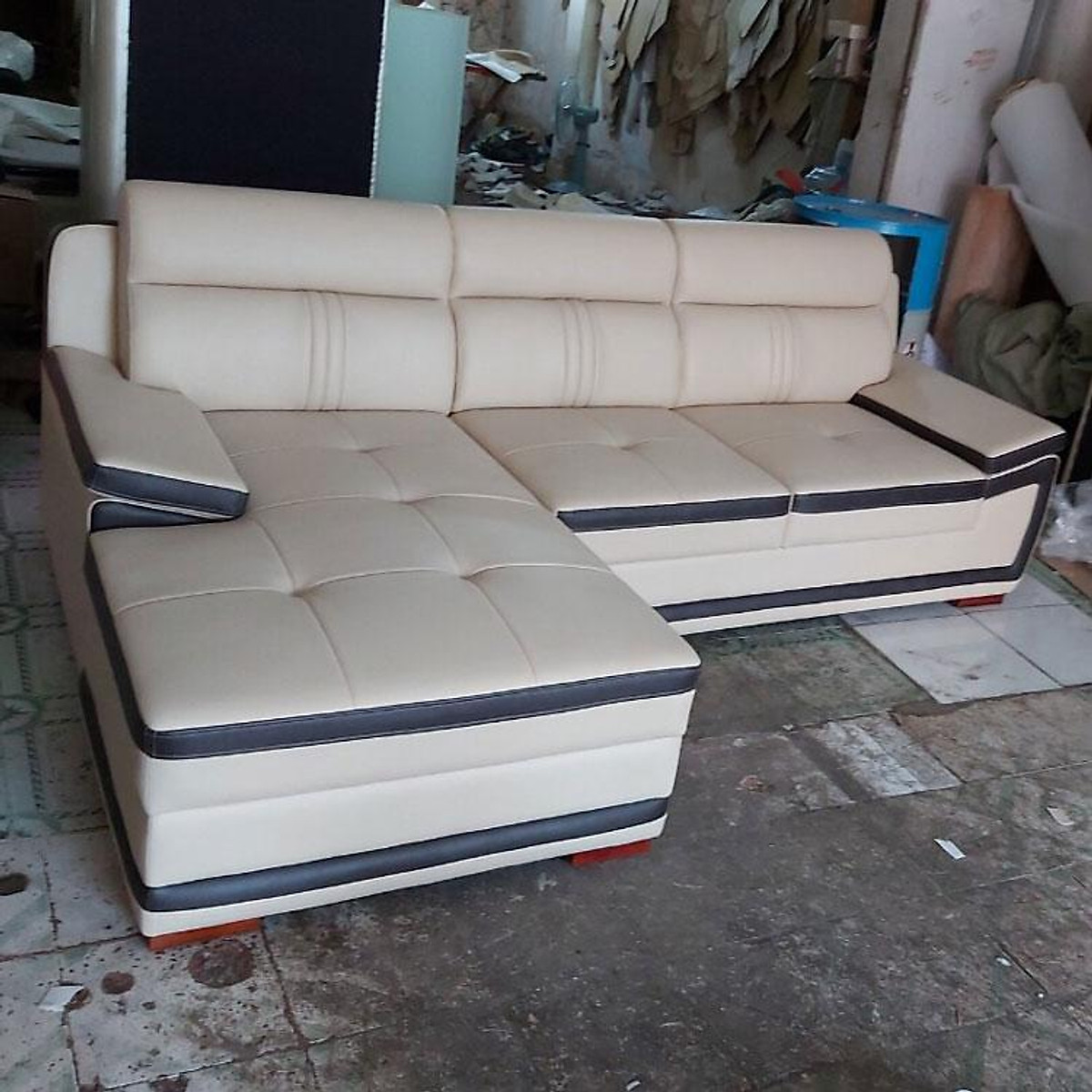 Sofa da góc L phòng khách Tundo 2m3 x 1m5