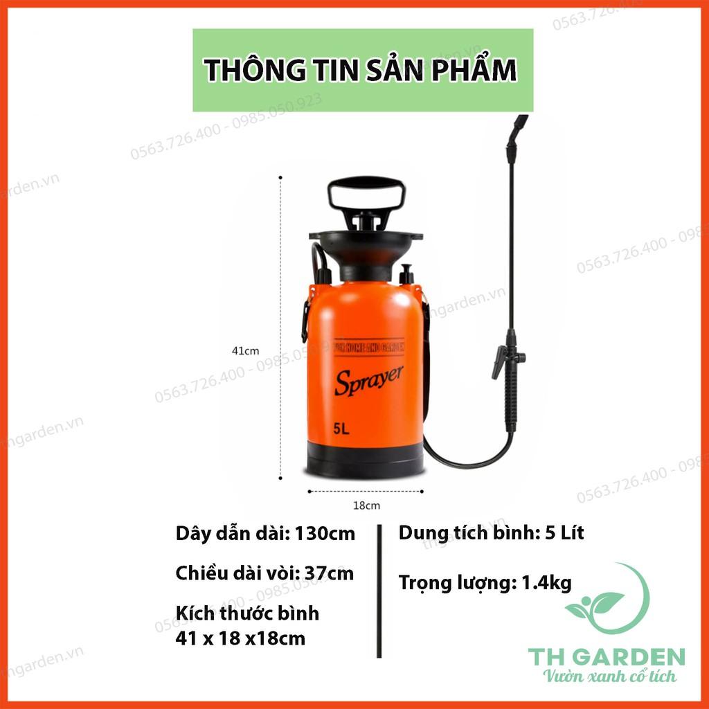 Bình Tưới Cây 5L Cao Cấp TH Garden - Bình Xịt Nước Tưới Cây Cảnh, Cây Hoa - Bình Phun Sương Cỡ Lớn 5 Lít