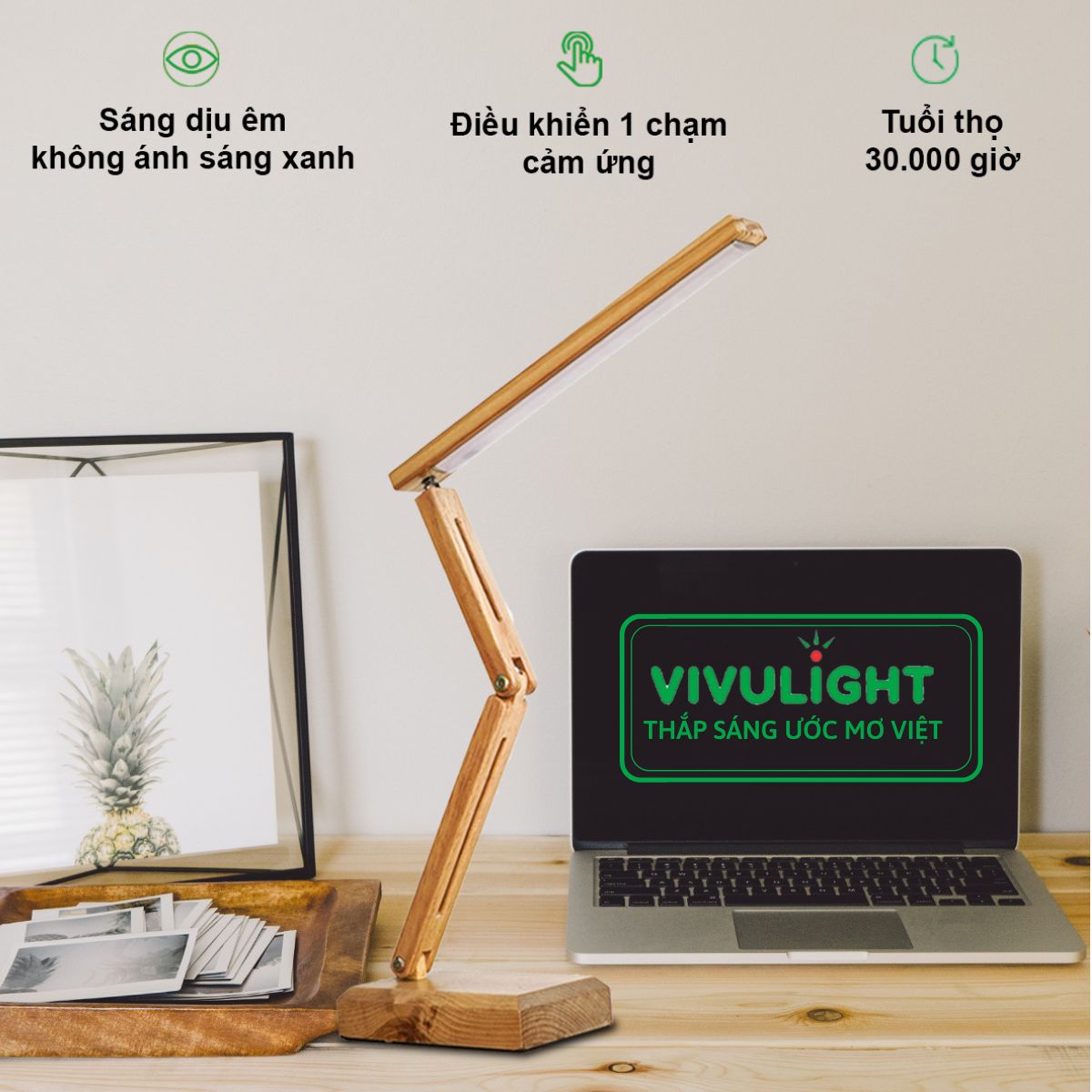 Đèn học để bàn VIVULIGHT Tree bóng led cảm biến ánh sáng chống cận bảo vệ mắt