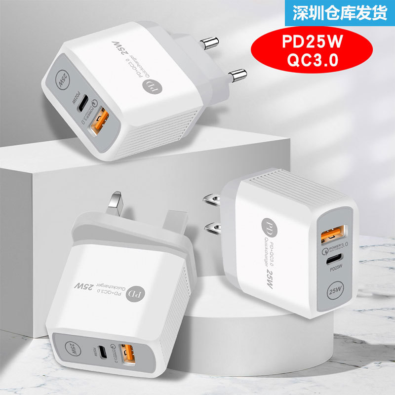 Củ sạc Power Direct dành cho Iphone 25W Type C kèm USB QC3.0 Quick Charge adapter sạc nhanh Iphone