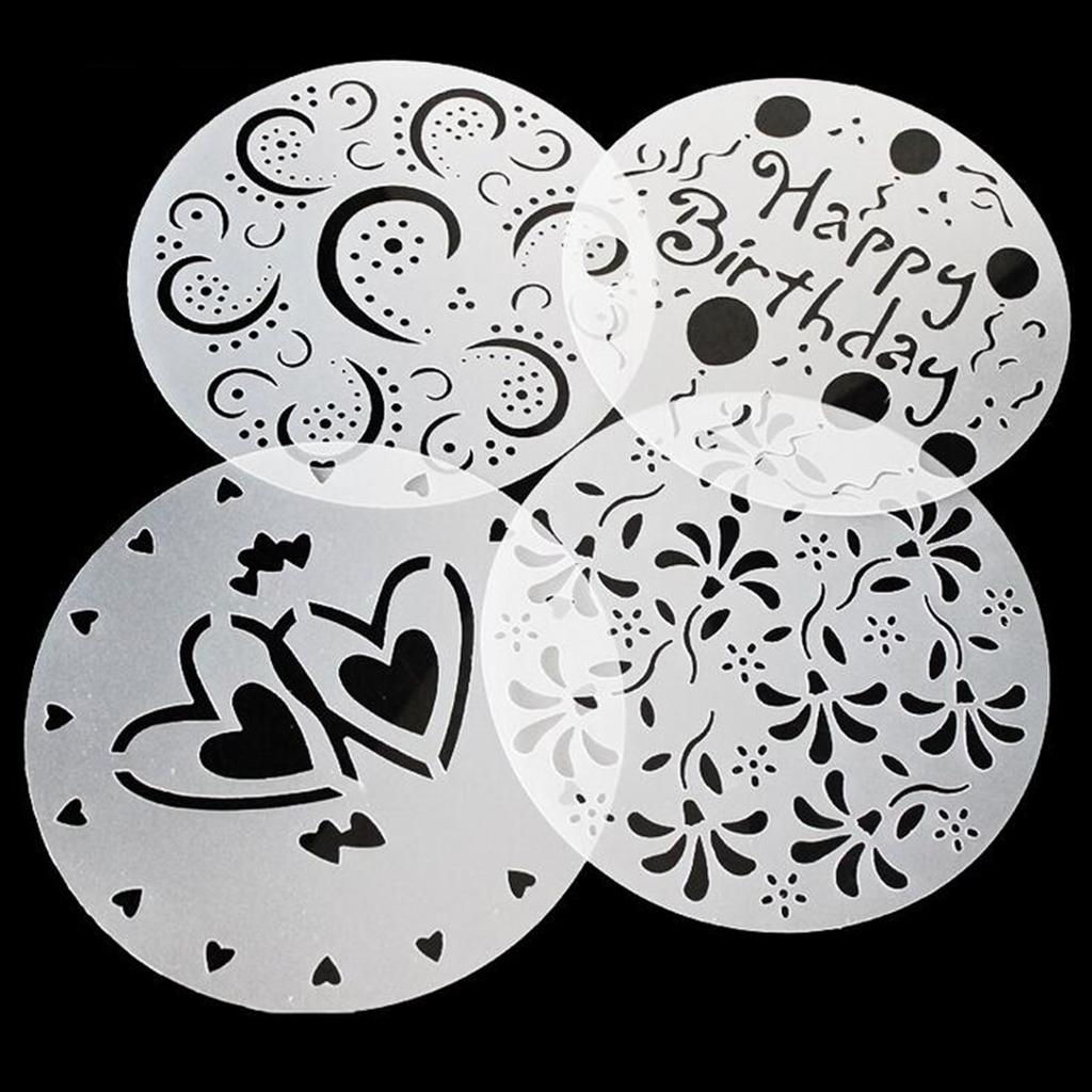 4 Pcs Variety Cake Cupcake Template Stencil Mold Birthday Spiral Decoration