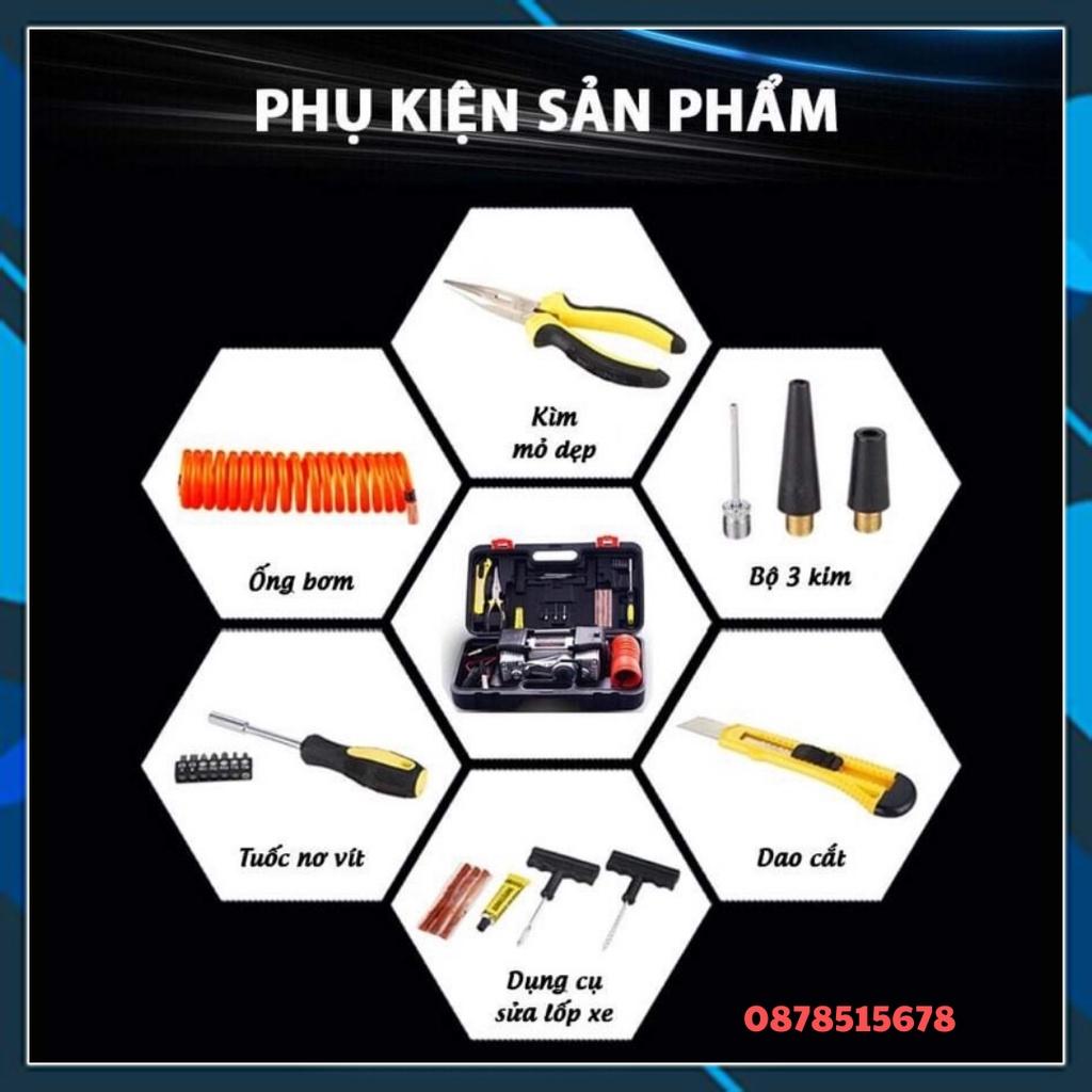 Bơm Lốp Ô Tô, Xe Hơi 2 Xi Lanh Mặt Điện Tử Tự Ngắt, Công Suất Lớn, Bơm Cực Khỏe, Nhanh KÈM HỘP ĐỰNG DỤNG CỤ