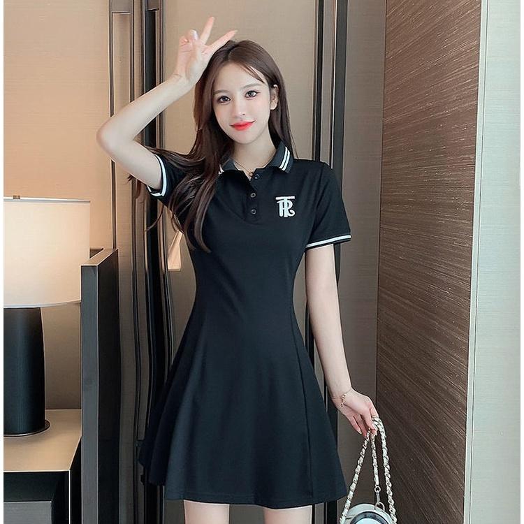 Đầm Polo Hàn Quốc Dáng Xòe RT Cộc Tay 2 Màu Siêu Xinh