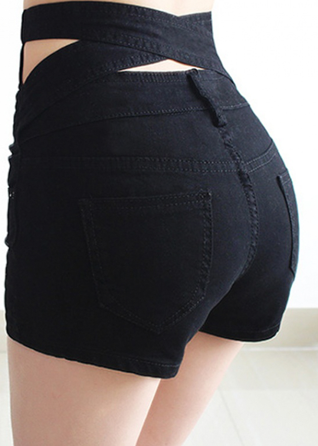Quần short nữ cạp cao nhiều nút ,có dây đan chéo sau độc đáo.tôn dáng cao hơn-110