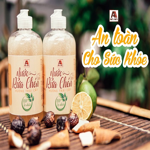 Nước Rửa Chén Hữu Cơ /Organic/ Hương Dứa An An ( 500ml), Không Chất Tẩy Rửa, An Toàn Cho Da. Bát Đĩa Sạch Bong