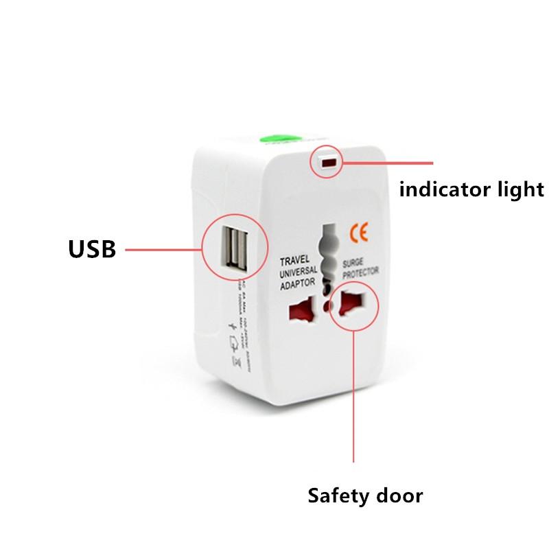 Bộ chuyển đổi phích cắm điện đa năng AU/EU/US/UK với 2 cổng USB