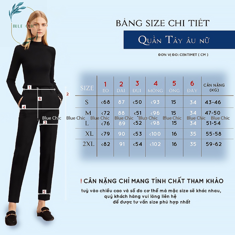 Quần âu nữ Blue Chic lưng cạp cao đồ âu công sở đi học đẹp form dáng chuẩn màu đen vải co giãn