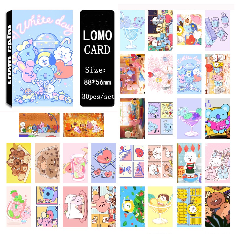 Bộ lomo card BT21 BTS 30 pcs mới