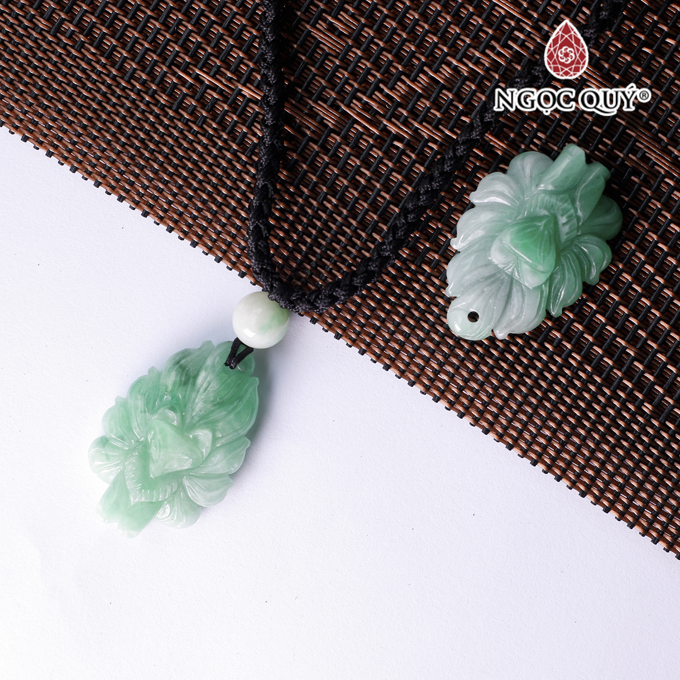 Mặt dây chuyền nữ hoàng hồ ly đá cẩm thạch phỉ thúy mệnh hỏa mộc - Ngọc Quý Gemstones